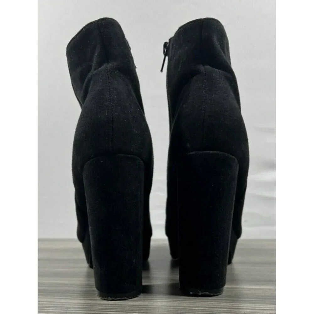 Steve‎ Madden Boots Women's 9 Black Synthetic Zip Platform Heels Ankle Booties